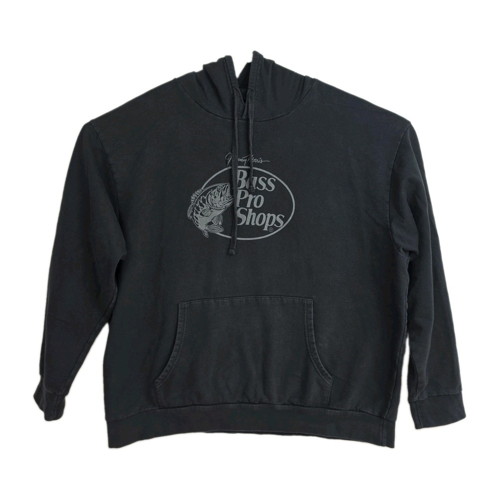 Bass Pro‎ Shops Hoodie Sweatshirt Men's 2XL Black Graphic Print Logo